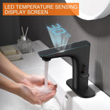 RUVIDA Touchless Bathroom Faucet,Matte Black Bathroom Faucet, Digital Display FE121011BK-R