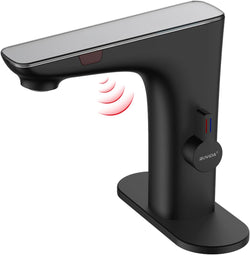 RUVIDA Touchless Bathroom Faucet,Matte Black Bathroom Faucet, Digital Display FE121011BK-R