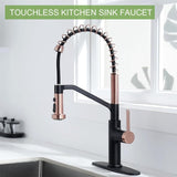 RUVIDA Black Kitchen Sink Faucets Pull Down Sprayer,Stainless Steel Spring Sink FK121054BKSG-I