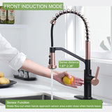 RUVIDA Black Kitchen Sink Faucets Pull Down Sprayer,Stainless Steel Spring Sink FK121054BKSG-I