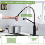 RUVIDA Black Kitchen Sink Faucets Pull Down Sprayer,Stainless Steel Spring Sink FK121054BKSG-I