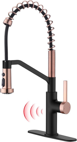 RUVIDA Black Kitchen Sink Faucets Pull Down Sprayer,Stainless Steel Spring Sink FK121054BKSG-I