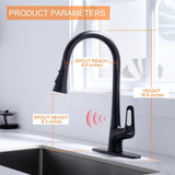 RUVIDA Matte Black Kitchen Faucets,Pull Down Sprayer,Single Handle Motion Sensor FK121064BK-I-F