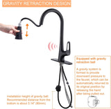 RUVIDA Matte Black Kitchen Faucets,Pull Down Sprayer,Single Handle Motion Sensor FK121064BK-I-F