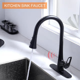 RUVIDA Matte Black Kitchen Faucets,Pull Down Sprayer,Single Handle Motion Sensor FK121064BK-I-F