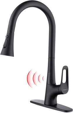 RUVIDA Matte Black Kitchen Faucets,Pull Down Sprayer,Single Handle Motion Sensor FK121064BK-I-F
