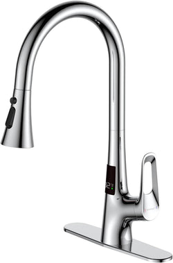 RUVIDA Chrome Kitchen Faucets, Pull Down Sprayer,Single Handle Motion Sensor FK121064CP-I-F