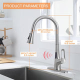 RUVIDA Brushed Nickel Kitchen Faucets, Pull Down Sprayer,Single Handle Sensor FK121064NP-I-F
