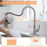 RUVIDA Brushed Nickel Kitchen Faucets, Pull Down Sprayer,Single Handle Sensor FK121064NP-I-F