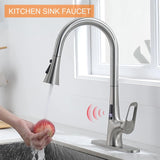 RUVIDA Brushed Nickel Kitchen Faucets, Pull Down Sprayer,Single Handle Sensor FK121064NP-I-F