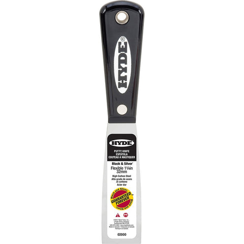 Hyde 02000 1-1/4 Black & Silver Flex Putty Knife-1PK
