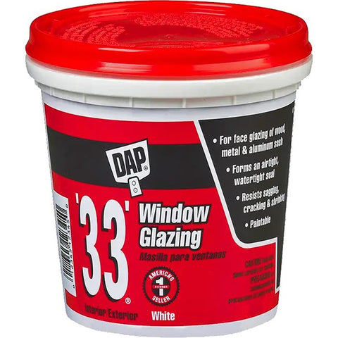 DAP 12121 Pt White '33' Window Glazing Compound-1PK LANC-1279