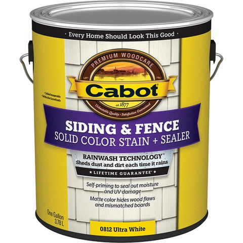 Cabot 0812 1gal Ultra-White Solid Color Acrylic Siding Stain-1PK