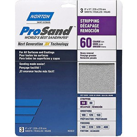 Norton 68164 9 x 11 60 ProSand Paper Sheets (3pk) LANC-149388