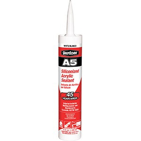 Gardner Gibson 5019-1-61 10oz White A5 Siliconized 45 Year Acrylic Sealant-12PK LANC-149452