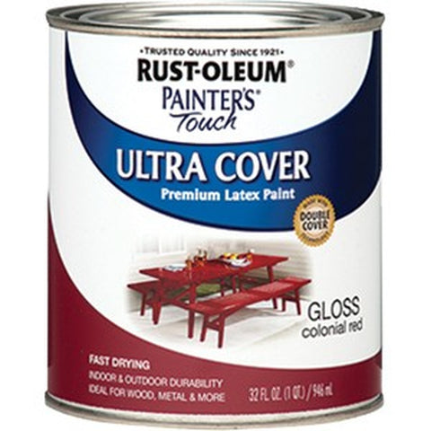 Rust-Oleum 1964502 qt Gloss Colonial Red Ultra Cover Painters Touch Paint-1PK LANC-150268