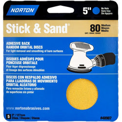 Norton 05455 5 No Hole 80 Stick & Sand Paper Disc (4pk) LANC-15099