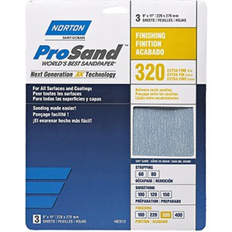 Norton 68157 9 x 11 320 ProSand Paper Sheets (3pk) LANC-151417