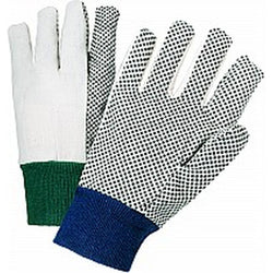 West Chester 56000/L Large White Canvas Glove Knit Wrist w/ PVC Dots-1PK