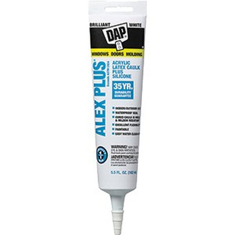 DAP 18128 5.5oz White Alex Plus All Purpose Acrylic Latex Caulk Plus Silicone-1PK LANC-15218