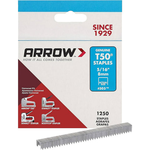 Arrow Fastener 505 5/16 8mm T50 Staples (1,250pk) LANC-154347