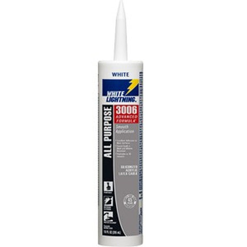 White Lightning W12AF0010 10 oz. White 3006 Plastic Cart Original Formula Caulk-12PK LANC-1556
