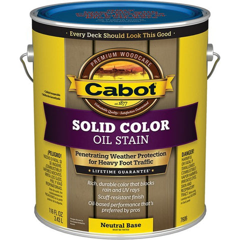 Cabot 7606 1gal Neutral-Base Solid Oil Decking Stain (250 VOC)-1PK