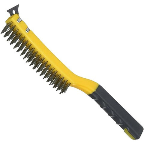 Allway SB319SS 3 x 19 Row Stainless Steel Wire Brush w/Scraper & Soft Grip Handle-1PK