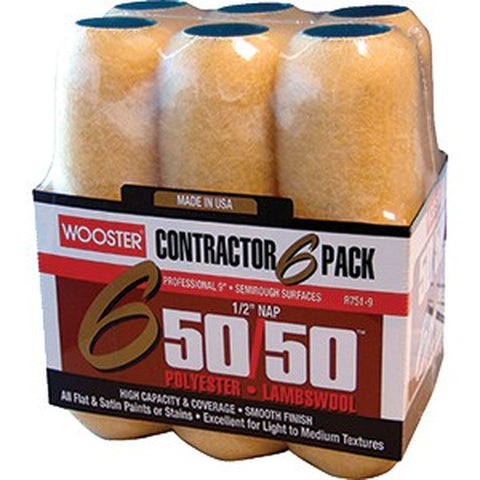 Wooster R751 9 x 1/2 Nap 50/50 Roller Cover (6pk)