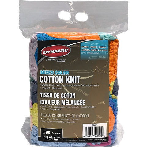 Dynamic 00621 #5 4lb Block Mixed Color Cotton Knit Wiping Cloth-1PK LANC-15737