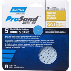 Norton 03227 5 P220B ProSand Multi-Air Cyclonic Paper H&L Vac Disc (3pk) LANC-157427