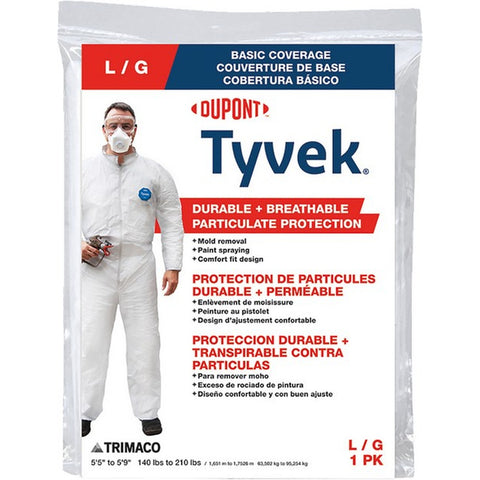 Trimaco 14122 Large No Elastic Tyvek Coveralls-1PK LANC-15903