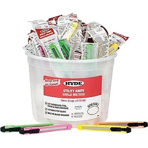 Hyde 49696 9mm 13pt Assorted Colors Snap Off Knife Bucket (50pk) LANC-161208