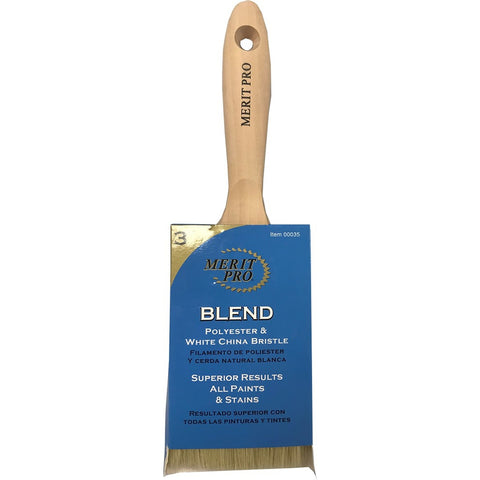 Merit Pro 00035 3 White China Bristle Polyester Beavertail Brush-1PK LANC-161964