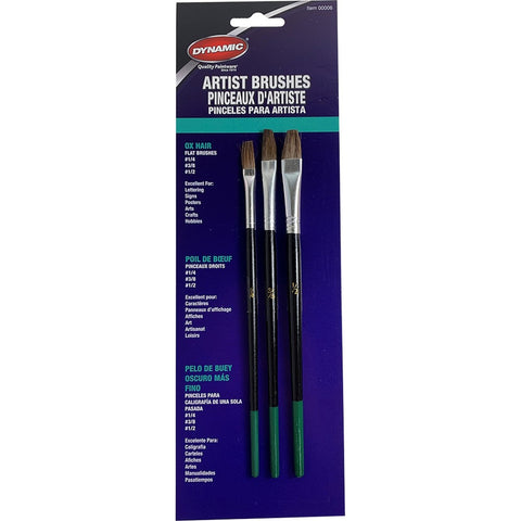 Dynamic 00006 3pc Flat Ox Hair Artist Brush Set-1PK LANC-162003
