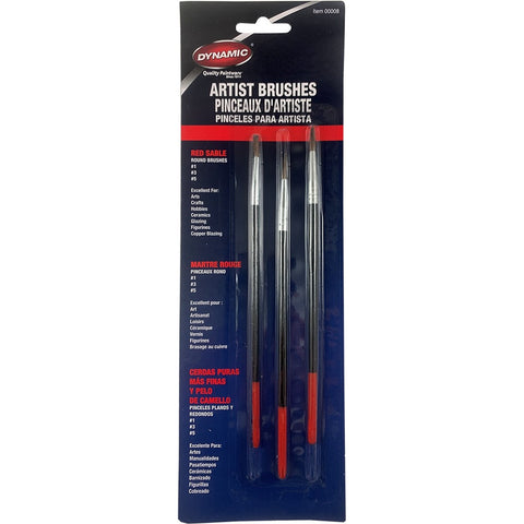Dynamic 00008 3pc Round Red Sable Artist Brush Set-1PK LANC-162005