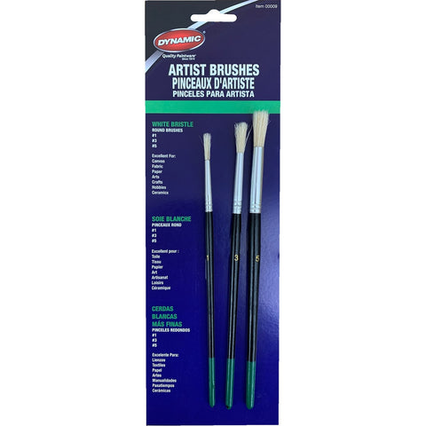 Dynamic 00009 3pc Round White Bristle Artist Brush Set-1PK LANC-162006