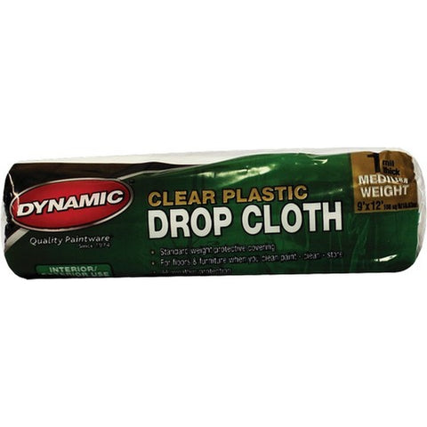 Dynamic 00376 9' x 12' 1mil Rolled Clear Plastic Drop Cloth-1PK LANC-163739