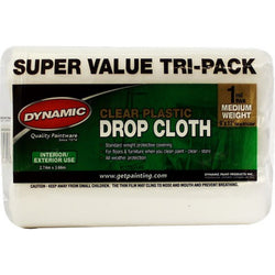 Dynamic 00379 9' x 12' 1mil Rolled Clear Plastic Drop Cloth (3pk) LANC-163742