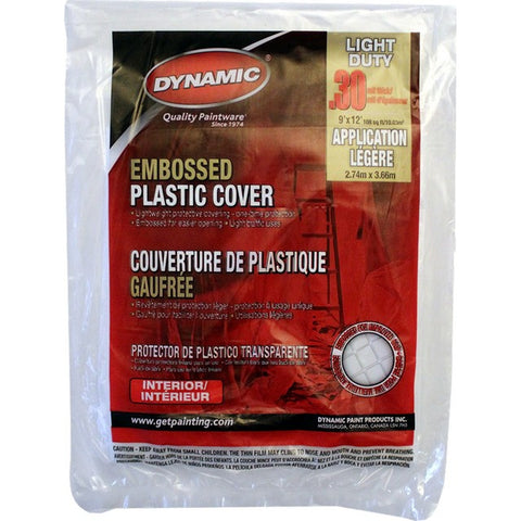 Dynamic 00380 9' x 12' .3mil Flat Packed Embossed Clear Plastic Drop Cloth-1PK LANC-163744