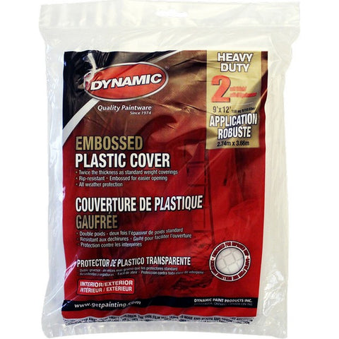 Dynamic 00387 9' x 12' 2mil Flat Packed Embossed Clear Plastic Drop Cloth-1PK LANC-163751