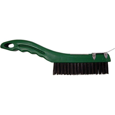 Dynamic 01025 10 4 x 16 Row Plastic Shoe Handle Tempered Steel Wire Brush w/Scraper-1PK LANC-164130