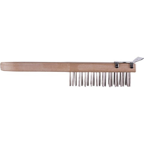Dynamic 00404 11 4 x 11 Row Heavy Duty Wood Handle Tempered Steel Wire Brush w/Scraper-1PK LANC-164141