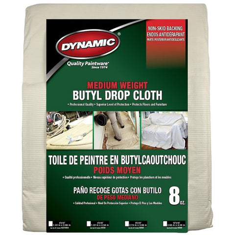Dynamic 02030LAN 4' x 15' (1.22m x 4.58m) 8oz Medium Weight Butyl Drop Cloth-1PK LANC-164225