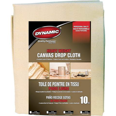 Dynamic 02055LAN 9' x 12' (2.74m x 3.66m) 10oz Heavy Weight Canvas Drop Cloth-1PK LANC-164229