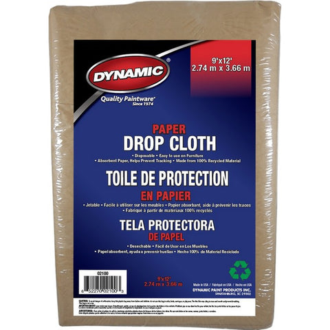Dynamic 02100LAN 9' x 12' (2.74m x 3.66m) Treated Paper Drop Cloth-1PK LANC-164235