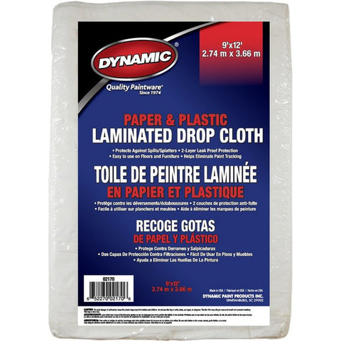 Dynamic 02170LAN 9' x 12' (2.74m x 3.66m) Paper & Plastic Laminated Drop Cloth-1PK LANC-164236