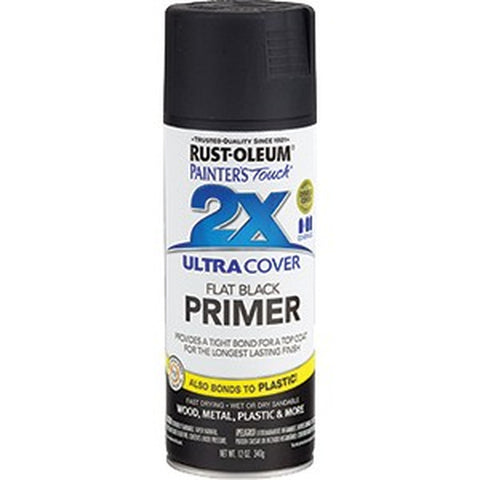 Rust-Oleum 249846 12oz Flat Black Primer 2X Ultra Cover Painters Touch Spray Paint-1PK