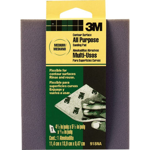 3M 918DC-NA 4-1/2 x 5-1/2 x 3/16 Med General Purpose Contour Surface Sanding Pad-1PK LANC-18846