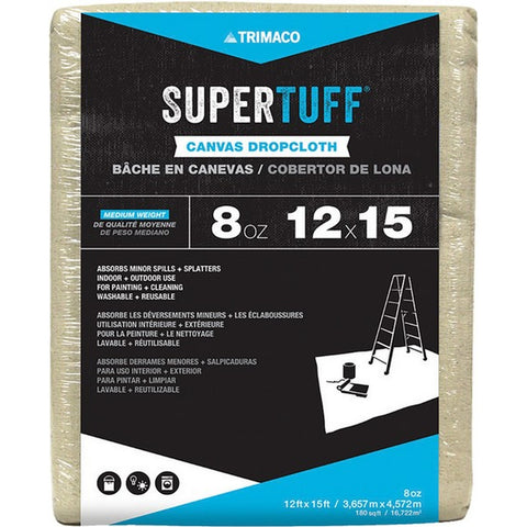 Trimaco 58903 12' x 15' 8 oz. Super Tuff Canvas Drop Cloth-1PK LANC-201717